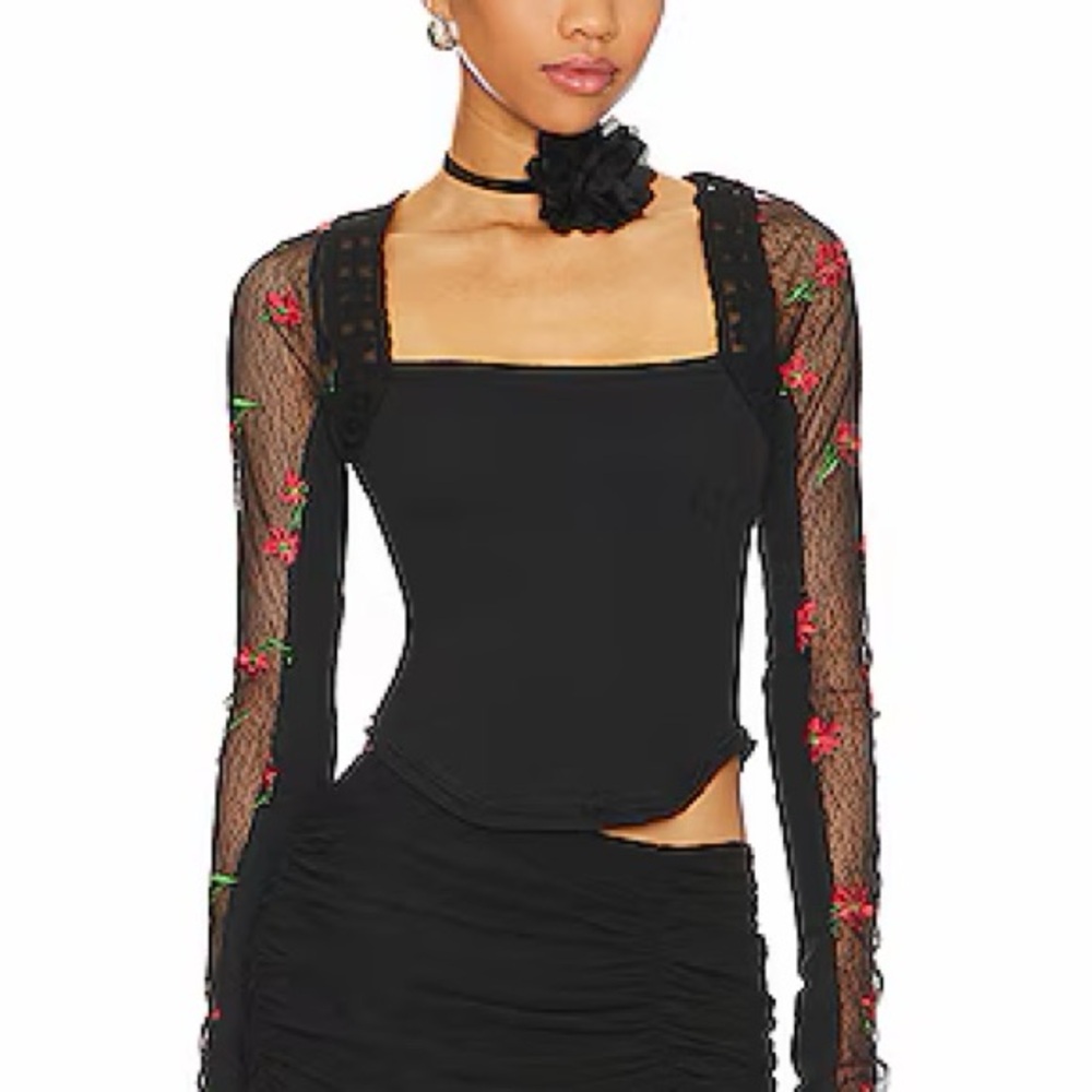 Free People Jolie Top in Black Combo